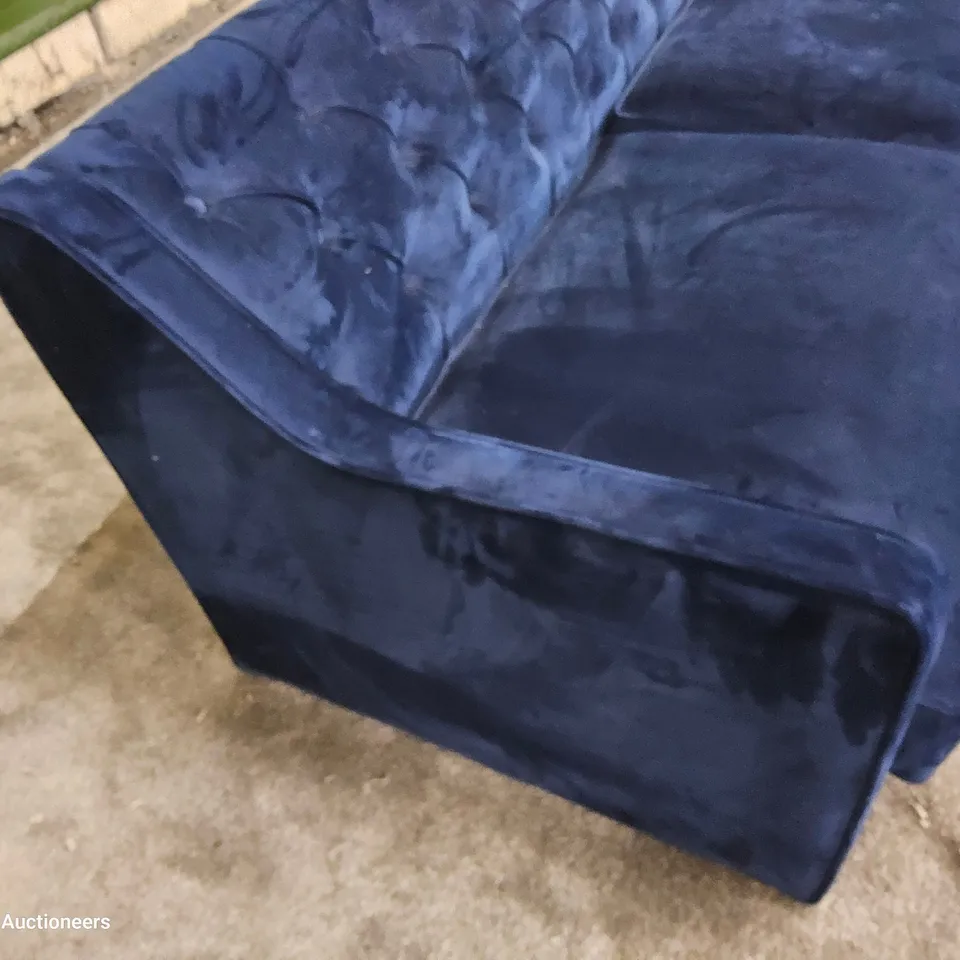 DESIGNER ADILYNN THREE SEATER SOFA PLUSH BLUE FABRIC 