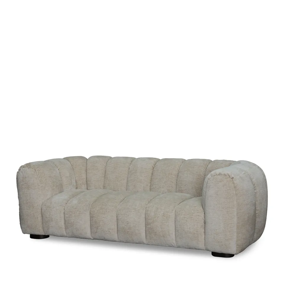 BRAND NEW BOXED BELLE DISKA 4 SEATER GLAM BLOCK FABRIC SOFA - NATURAL (1 BOX)