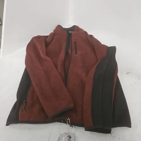 MOUNTAIN WAREHOUSE FULL ZIP FLEECE JACKET – RUST WITH BLACK PANELS, UK SIZE M