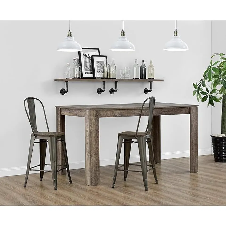 BOXED 24" METAL COUNTER STOOL WITH WOOD SEAT 