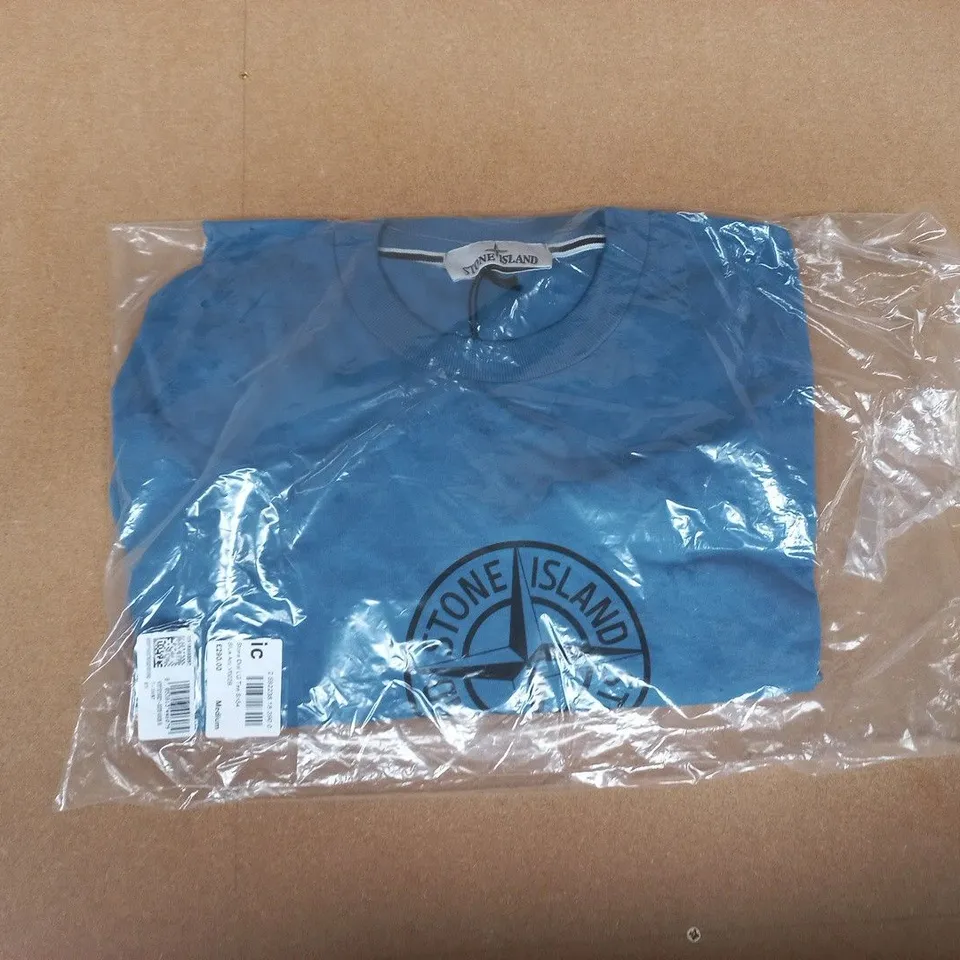 STONE ISLAND BLUE T-SHIRT WITH COMPASS LOGO – IN PACKAGING SIZE M