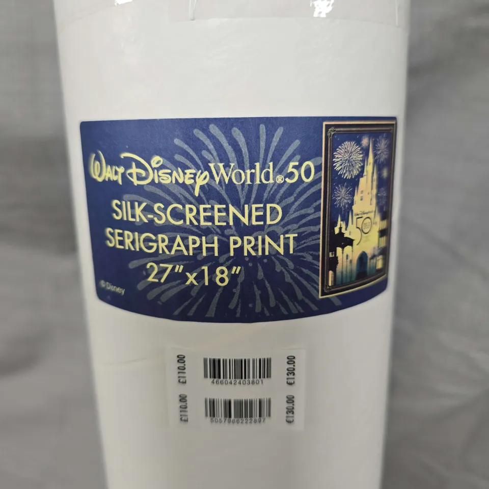 WALT DISNEY WORLD 50TH ANNIVERSARY SILK-SCREENED SERIGRAPH PRINT – 27 X 18 INCHES