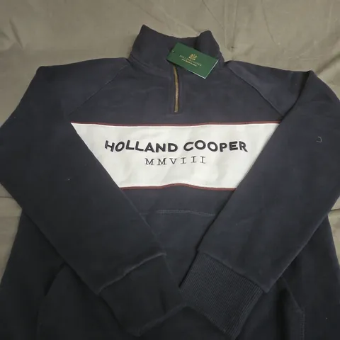 HOLLAND COOPER NAVY FLEECE PULLOVER FLEECE - SIZE SMALL