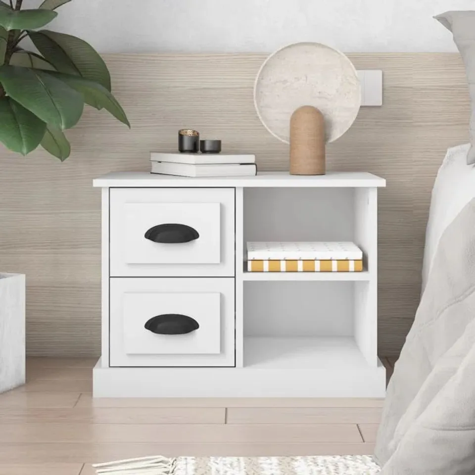 BOXED SIMLAI MANUFACTURED WOOD BEDSIDE TABLE