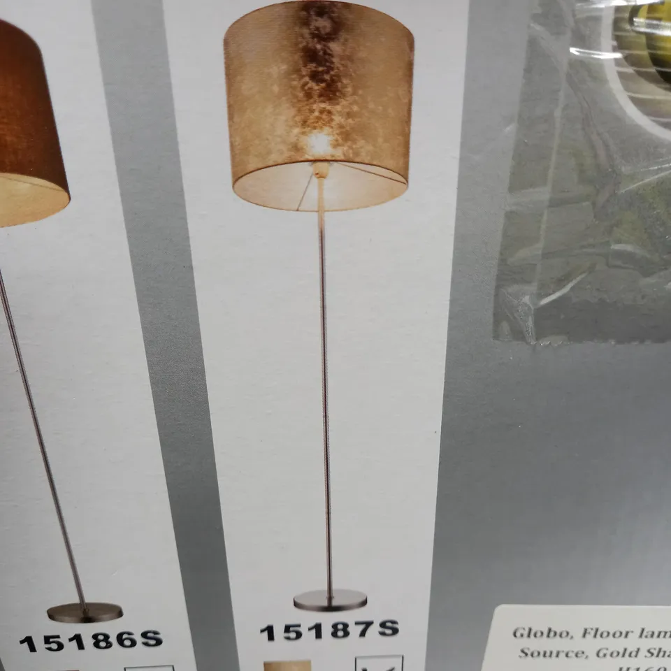 GLOBO 1-LIGHT FLOOR LAMP IN MATT NICKEL WITH GOLD SHADE