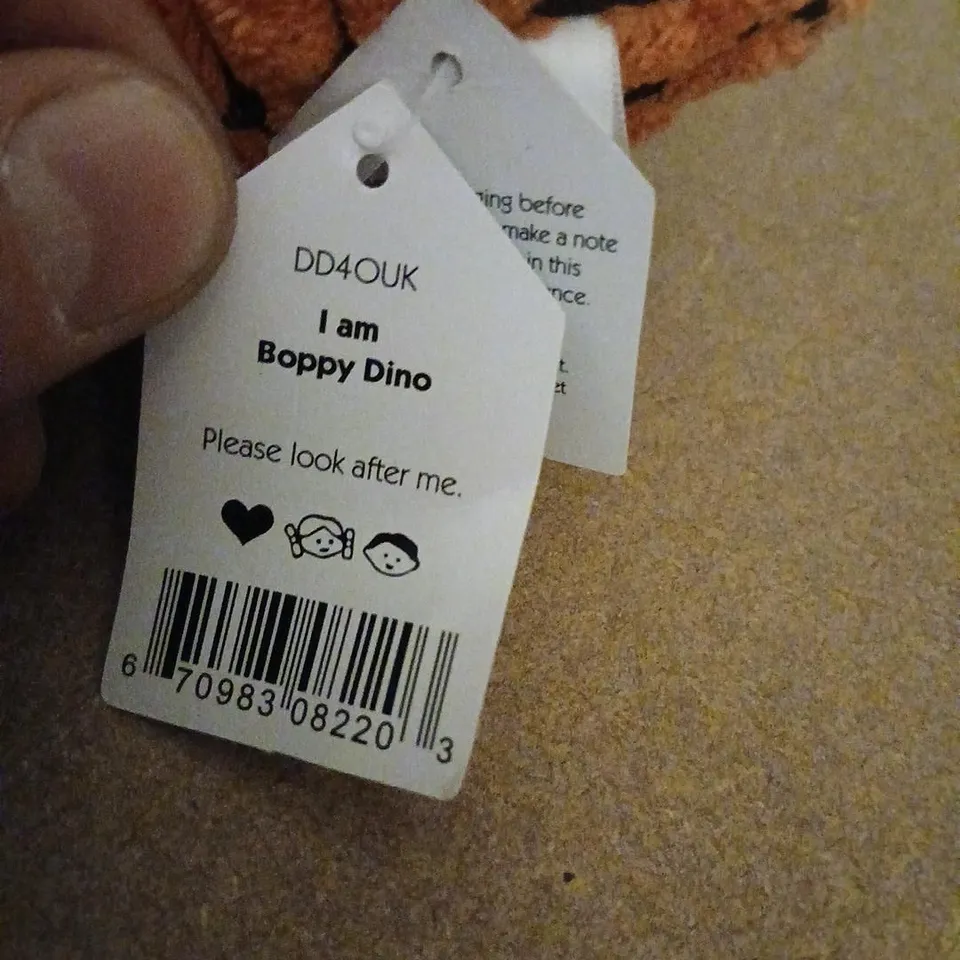 JELLYCAT BOPPY DINO PLUSH TOY – ORANGE (JELLYCAT LONDON)