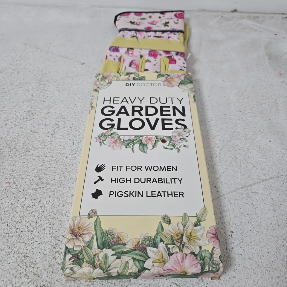 DIY DOCTOR HEAVY DUTY GARDEN GLOVES - FLORAL FABRIC WITH PIGSKIN LEATHER, FIT FOR WOMEN