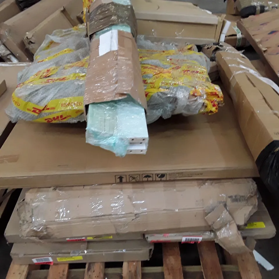 PALLET OF ASSORTED FLAT PACK FURNITURE PARTS 