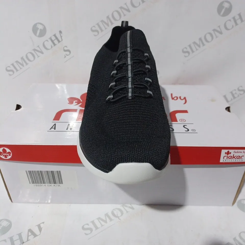 BOXED PAIR OF RIEKER TRAINERS IN BLACK UK SIZE 7.5
