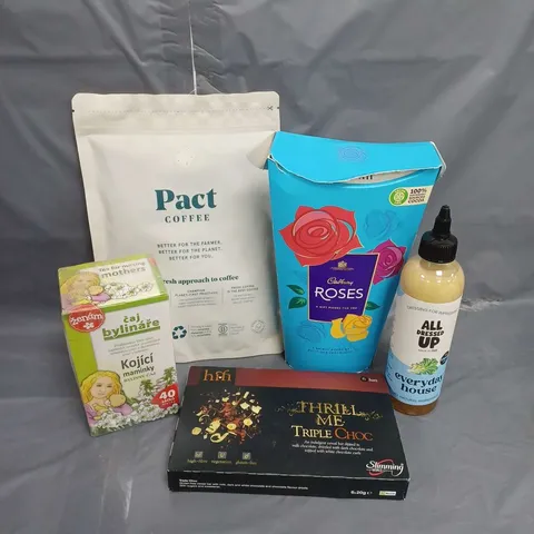 LOT OF APPROXIMATELY 20 FOOD AND DRINK ITEMS TO INCLUDE FOOD DRESSING, COFFEE AND TEA