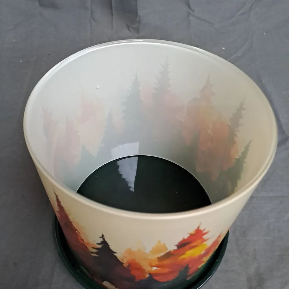 BOXED HOMEWORX GLASS CANDLE SURROUND WITH AUTUMN TREE DESIGN 