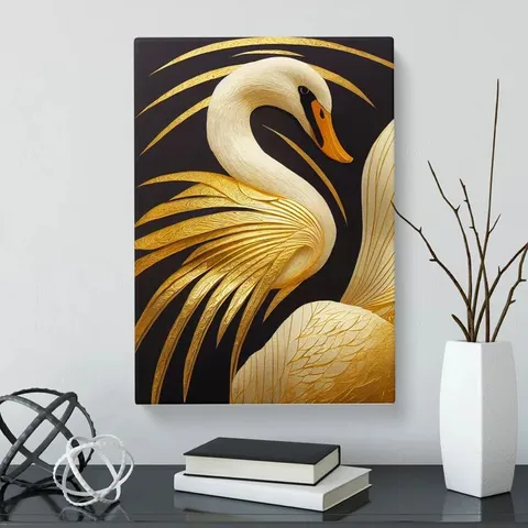 WRAP AROUND CANVASS PRINT 'SWAN GOLD LEAF'