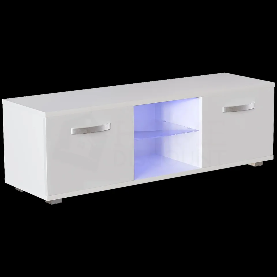 BOXED COSMO 2 DOOR LED TV UNIT, 120cm - WHITE (1 BOX)