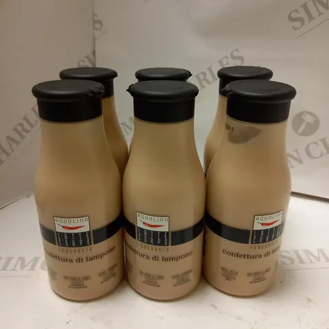LOT OF 6 X 250ML AQUOLINA LATTE CORPO BODY MILK RASPBERRY JAM