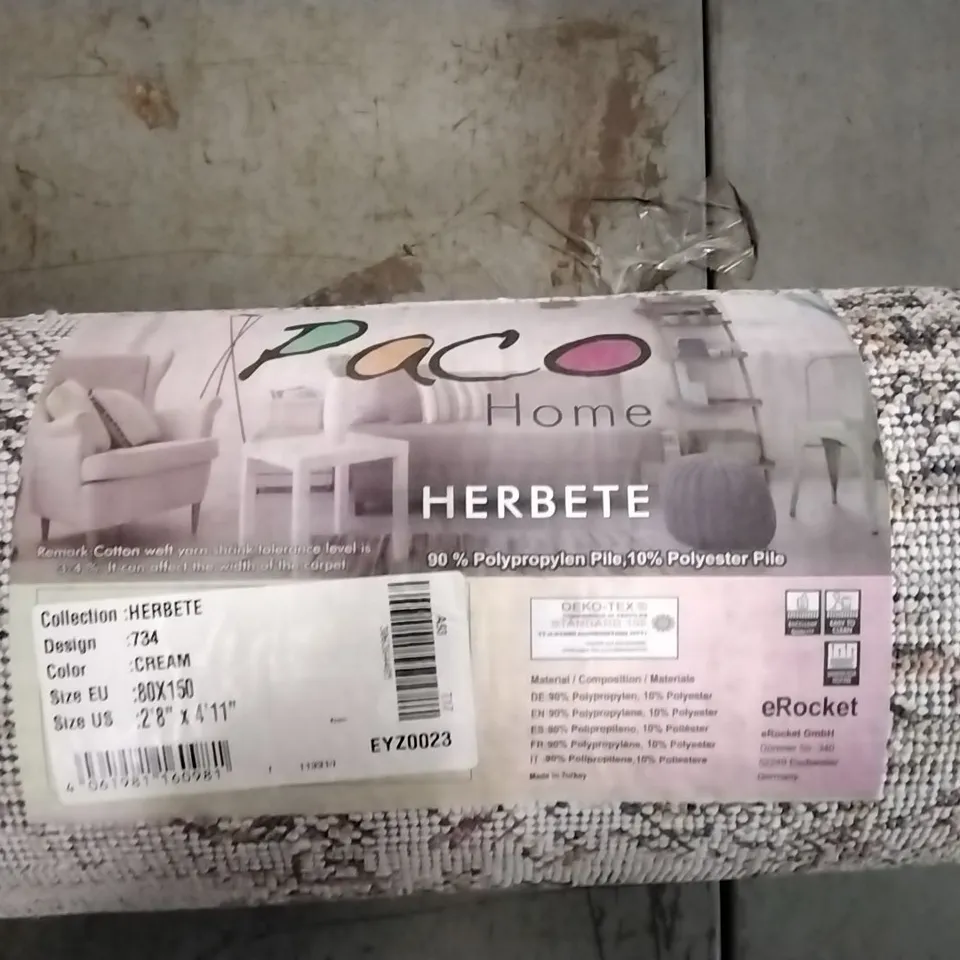 BRAND NEW PACO HERBETE 734 CREAM RUG 80X150CM