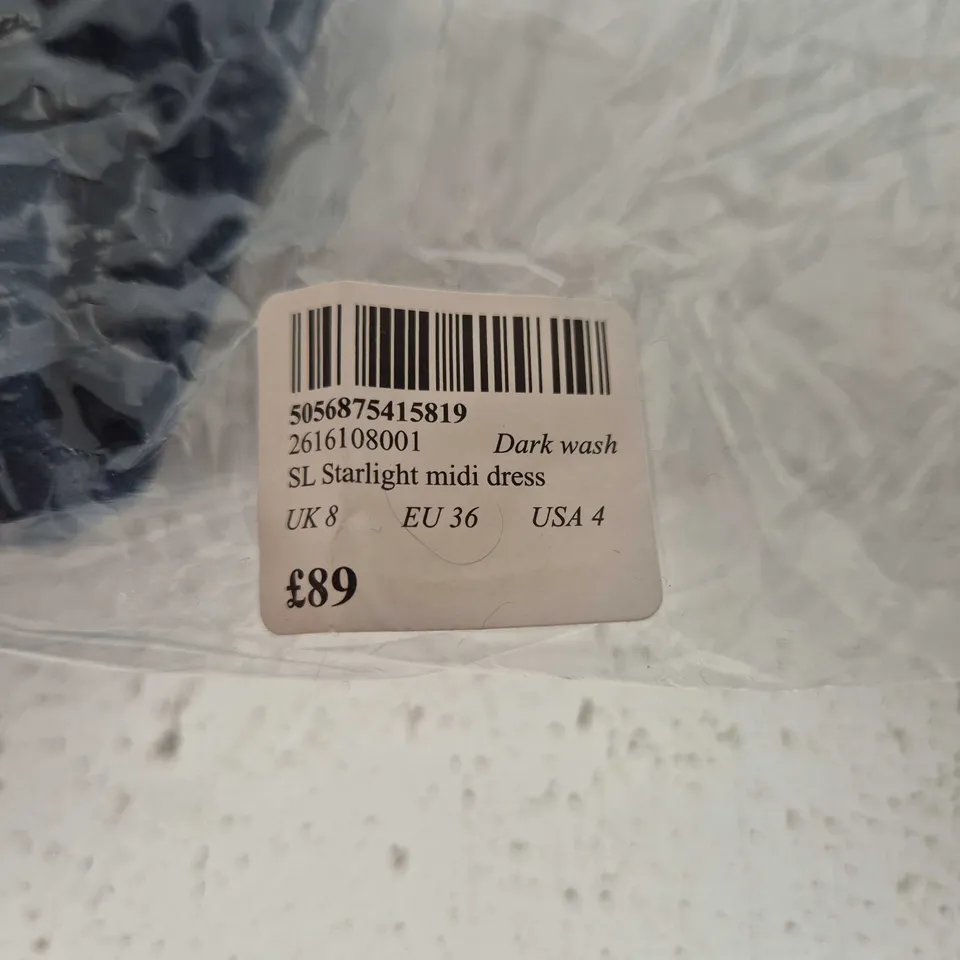 NOBODY'S CHILD SL STARLIGHT MIDI DRESS – DARK WASH, UK 8