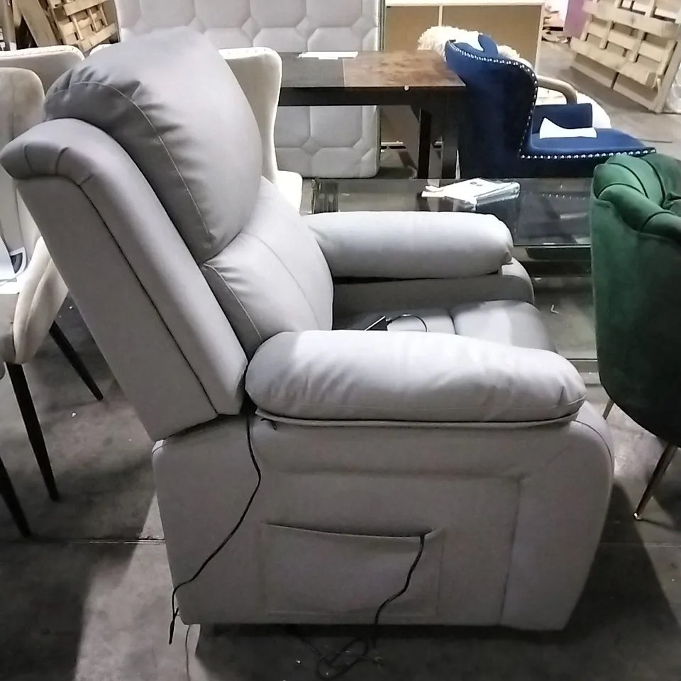 GREY LEATHER POWER LIFT MASSAGE CHAIR