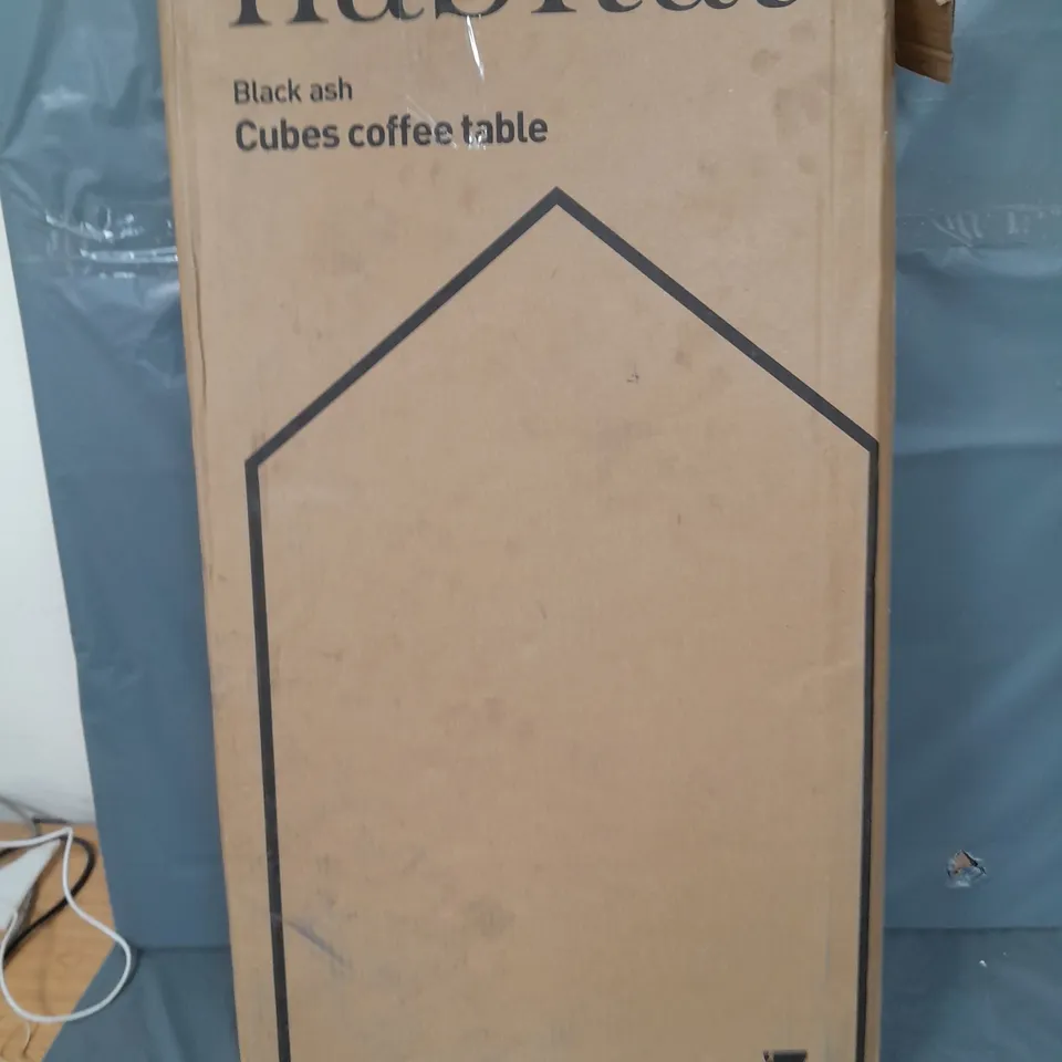 BOXED HABITAT BLACK ASH CUBES COFFEE TABLE - COLLECTION ONLY 