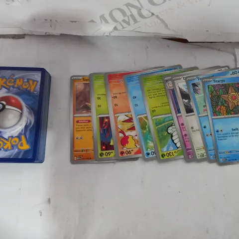 BOX OF APPROX 30 COLLECTABLE POKEMON TRADING CARDS