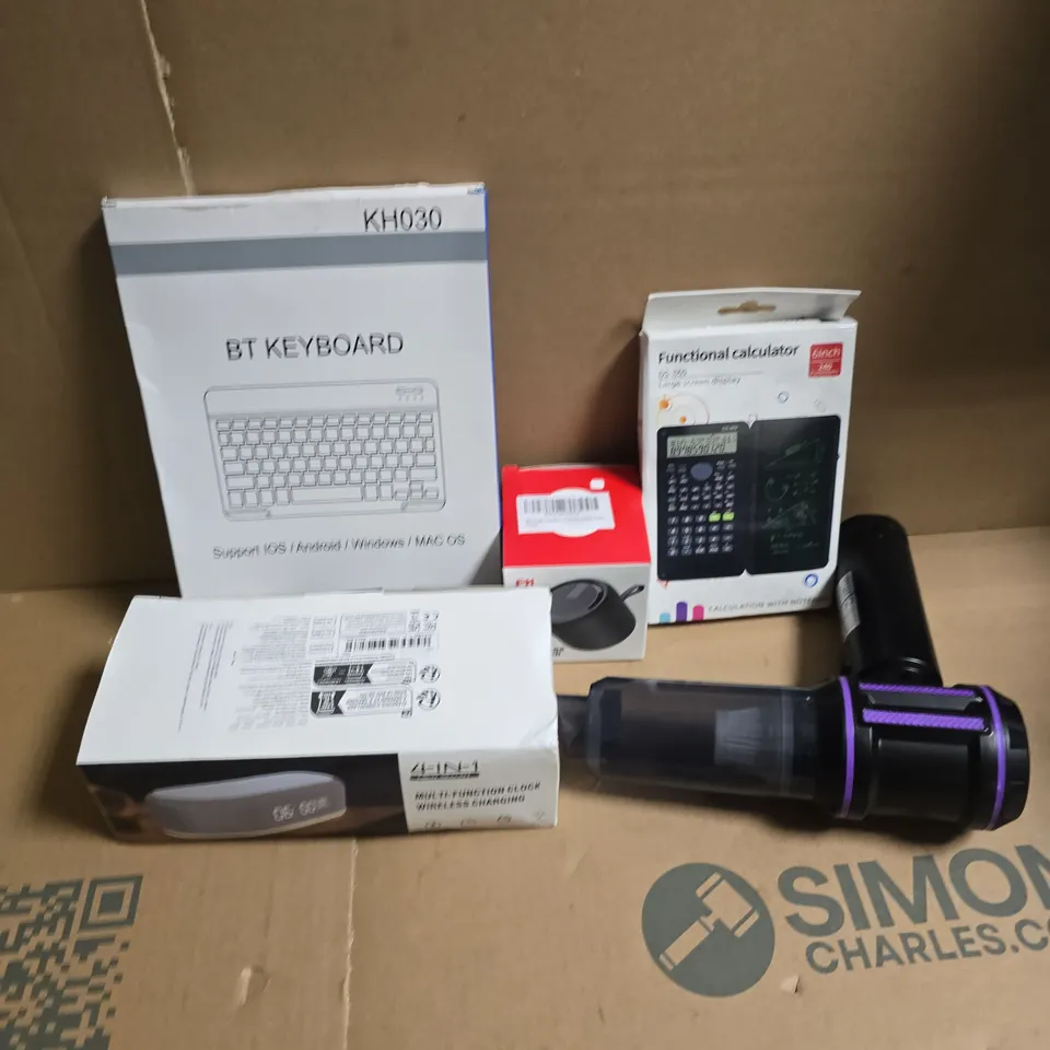 APPROXIMATELY 10 ASSORTED ELECTRICAL ITEMS TO INCLUDE BT KEYBOARD, F11 WIRELESS SPEAKER, FUNCTIONAL CALCULATOR, ETC