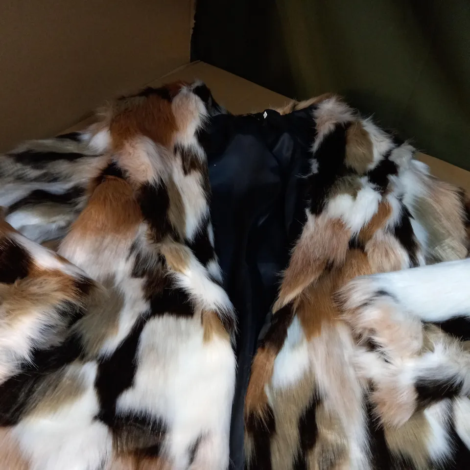 LANSHIFEI ANIMAL PRINT FAUX FUR JACKET - SMALL