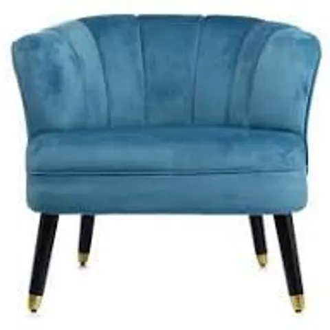 MY HOME STORIES VELVET ARMCHAIR WITH GOLD TIPPED LEGS - NEUTRAL