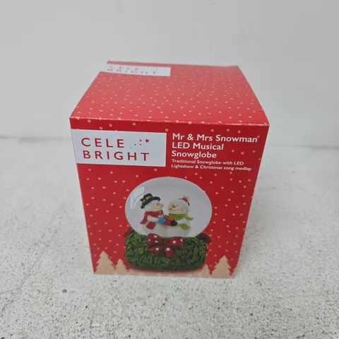 BOXED MR & MRS SNOWMAN LED MUSICAL SNOWGLOBE