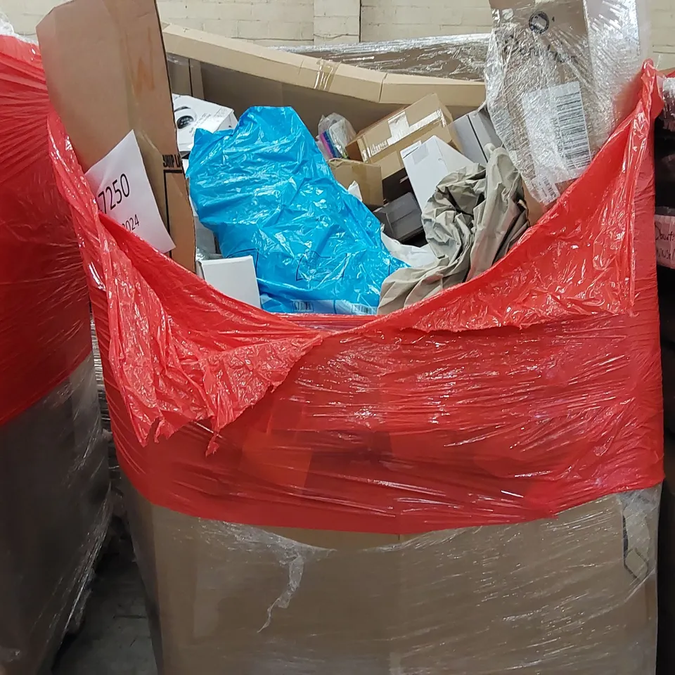 PALLET OF ASSORTED ITEMS INCLUDING: CLOTHING RACK, BOOKS, BOARD GAMES, EGG CONTAINER, GIFT BAGS, SLIPPERS