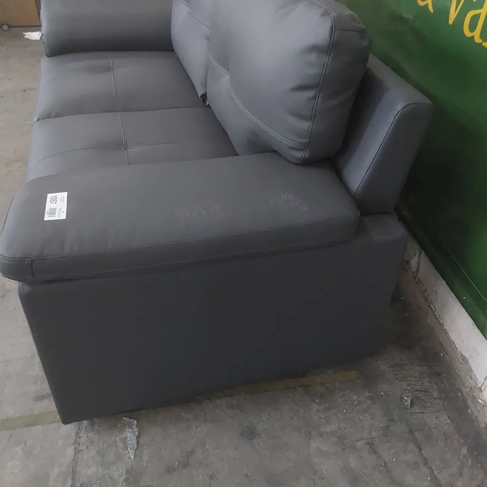 DESIGNER TWO SEATER SOFA GREY LEATHER 