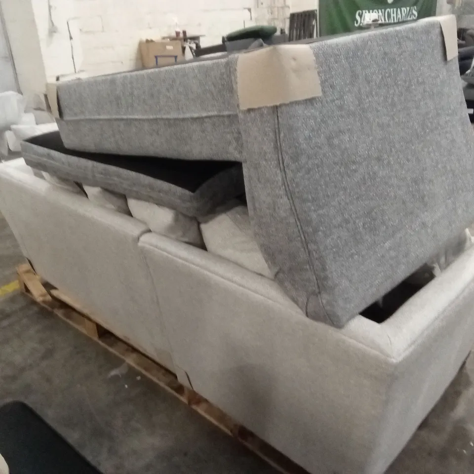 PALLET OF ASSORTED INCOMPLETE DESIGNER SOFA PARTS AND PIECES 