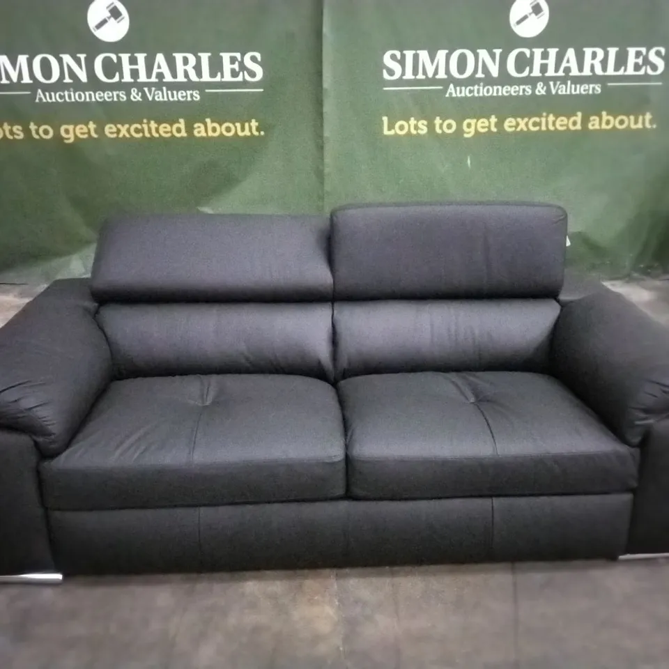 BRADY BLACK FAUX LEATHER 3-SEATER SOFA