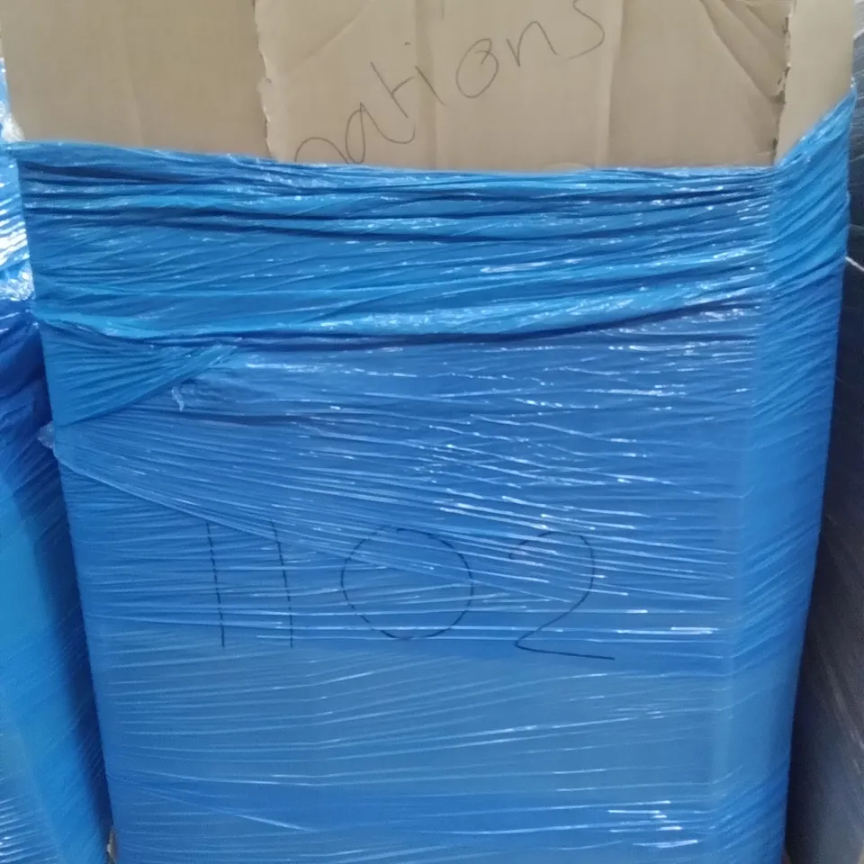 PALLET OF ASSORTED ITEMS INCLUDING LAPTOP BED TRAY TABLE, 4 DRAWER STORAGE UNIT, WINDOW BLINDS, FRILL PATIO UMBRELLA, WORK BENCH