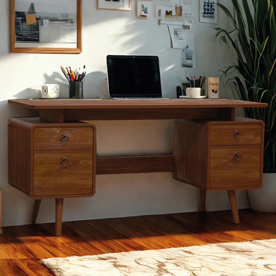 BOXED HOME OFFICE DESK WALNUT AREZZO COMPUTER DESK