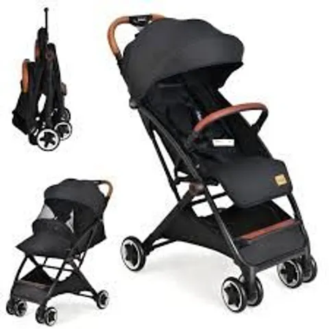 BOXED COSTWAY FOLDING PUSHCHAIR WITH ADJUSTABLE BACKREST AND FOOTREST - BLACK