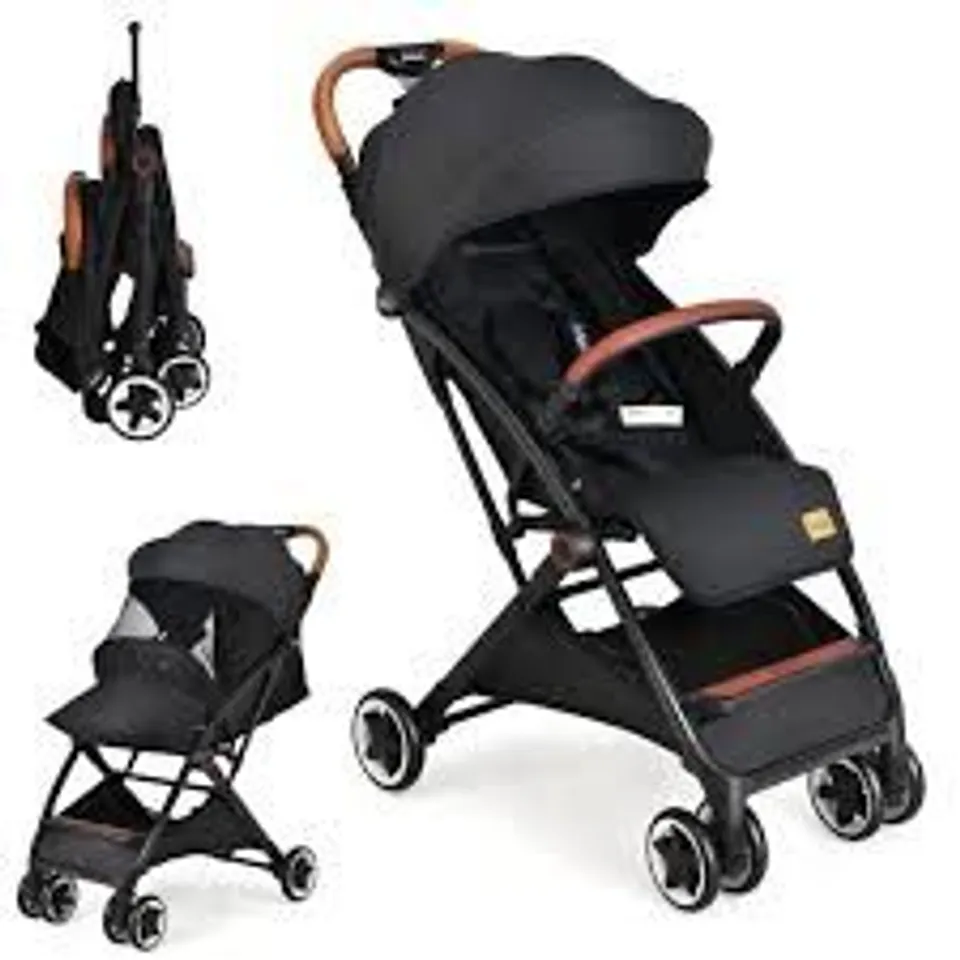 BOXED COSTWAY FOLDING PUSHCHAIR WITH ADJUSTABLE BACKREST AND FOOTREST - BLACK
