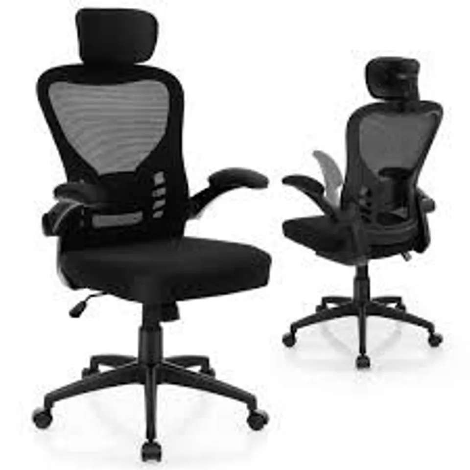 BOXED COSTWAY BLACK ERGONOMIC ADJUSTABLE OFFICE CHAIR WITH HEADREST