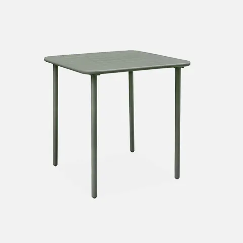 BOXED 2-SEATER SQUARE STEEL GARDEN TABLE