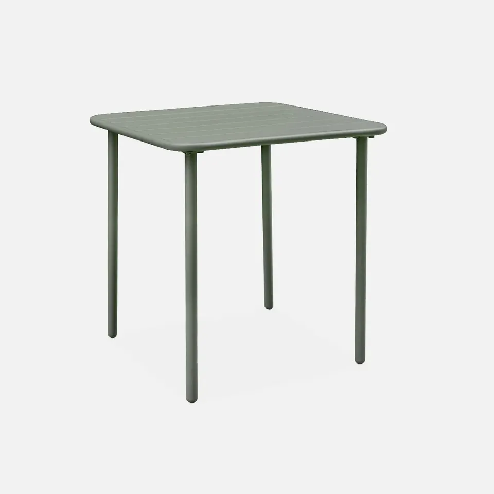 BOXED 2-SEATER SQUARE STEEL GARDEN TABLE 