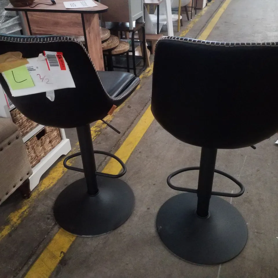SET OF 2 HEIGHT ADJUSTABLE SWIVEL KITCHEN STOOLS - INK BLACK
