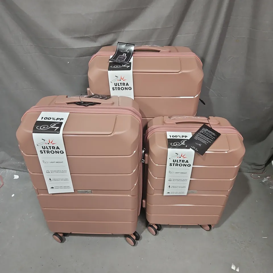 BOXED PONY SET OF 3 SUITCASES IN ROSE GOLD - COLLECTION ONLY