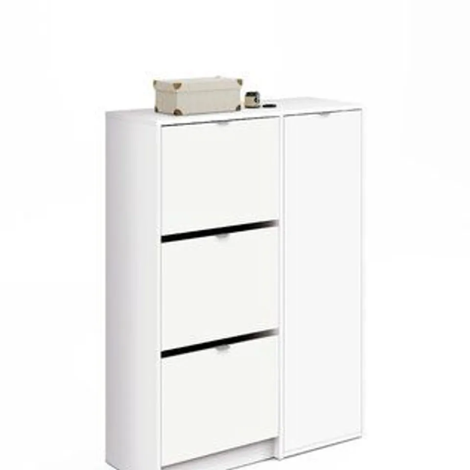 BOXED TREVI SHOE AND BOOTS STORAGE CABINET- WHITE FINISH