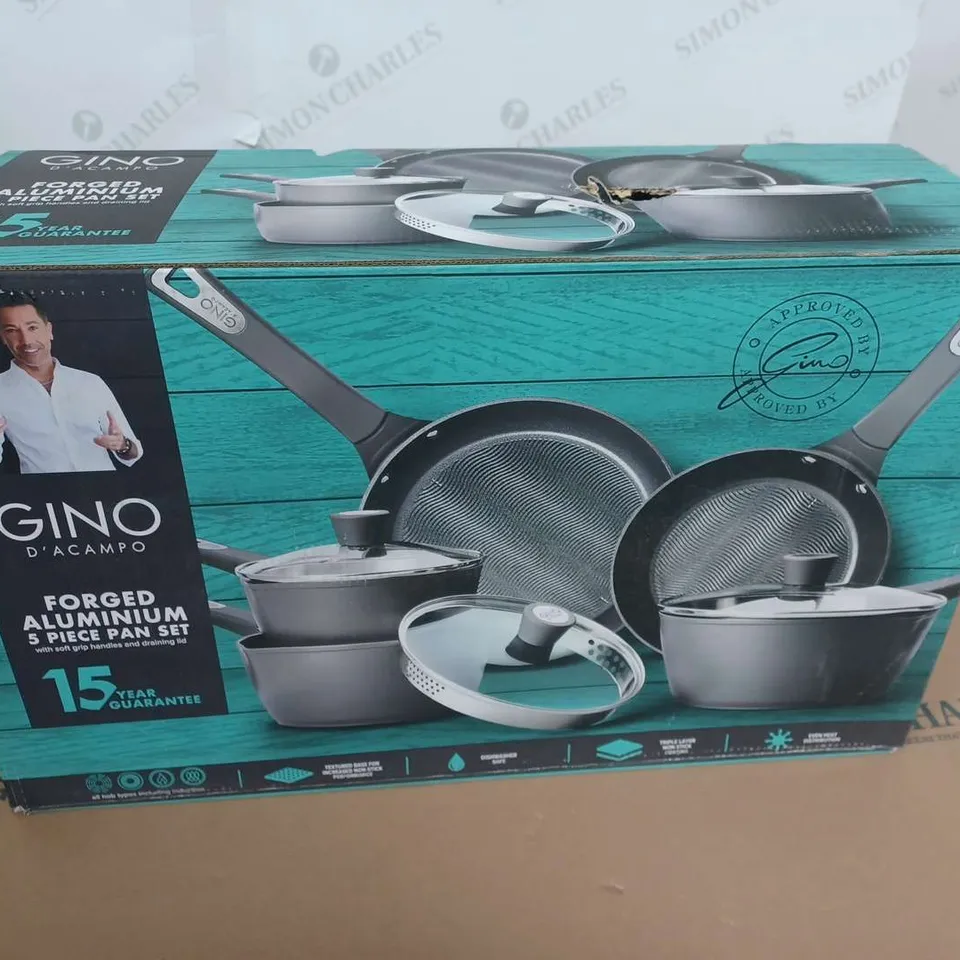 BOXED GINO D'ACAMPO FORGED ALUMINIUM PAN SET 