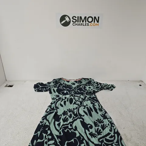 WHITE STUFF WOMEN'S DRESS – UK 12 (EU 40, US 8) MINT GREEN & NAVY FLORAL