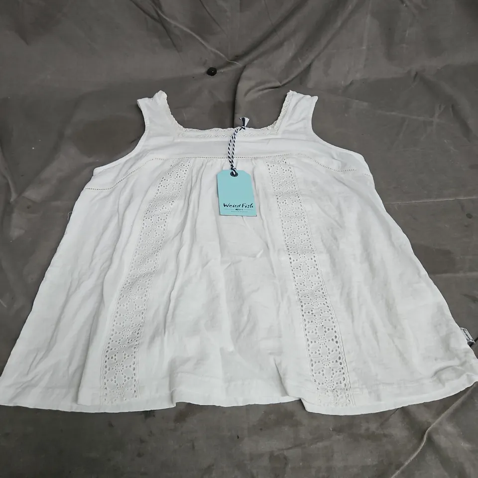 WEIRD FISH CHELLE ORGANIC SQUARE NECK JERSEY VEST IN WHITE SIZE 12
