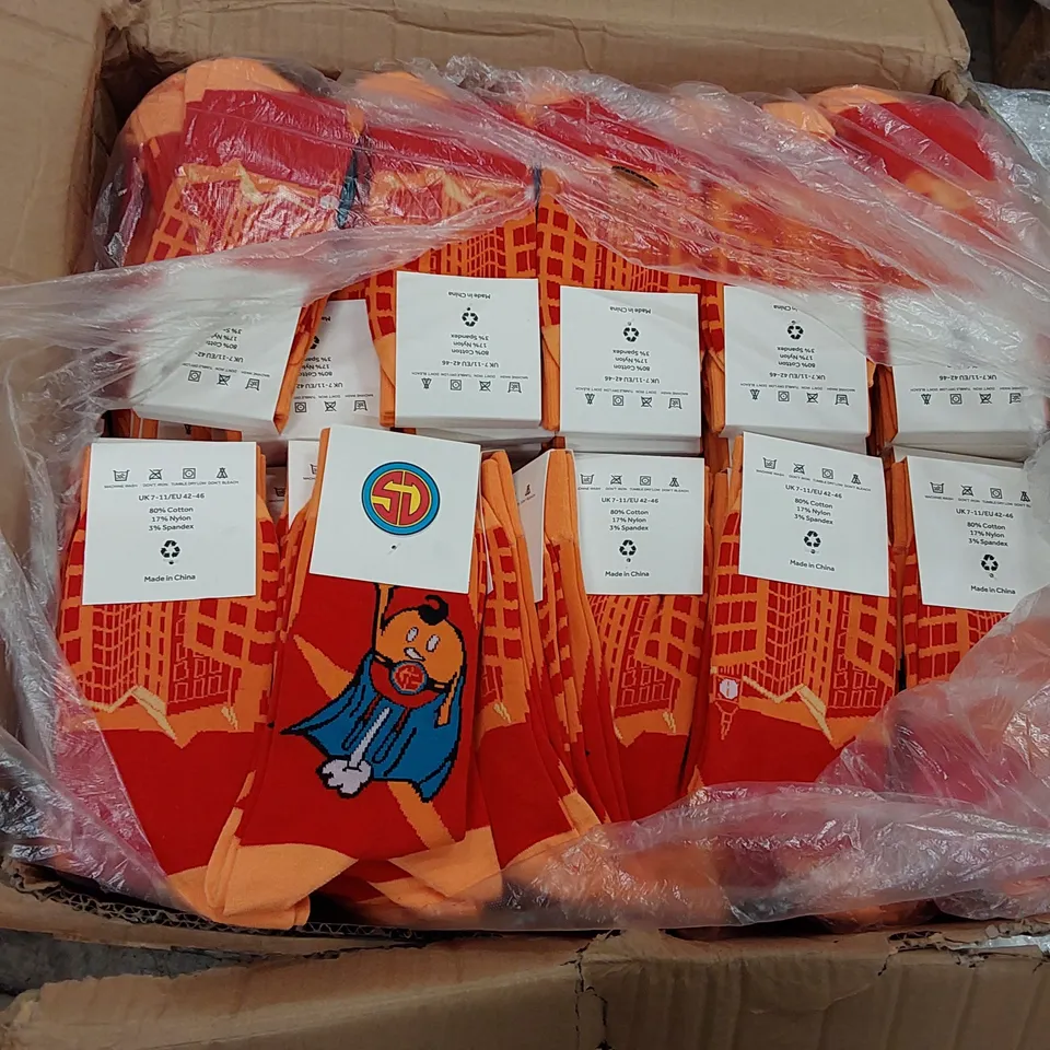 BOX OF APPROXIMATELY 360 BRAND NEW BIER CO 'SUPER DAD' SOCKS (1 BOX)