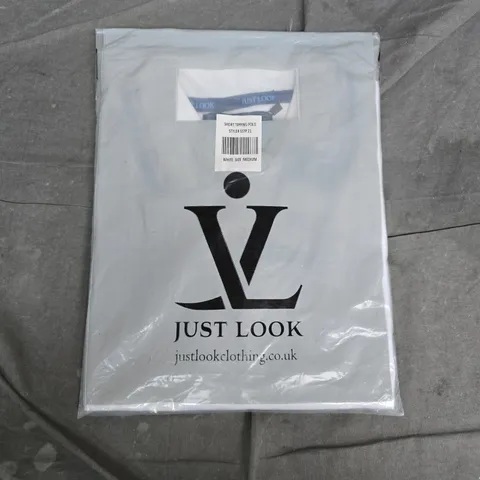 BAGGED JUST LOOK SHORT TIPPING POLO SHIRT – WHITE, SIZE MEDIUM (STP 21)