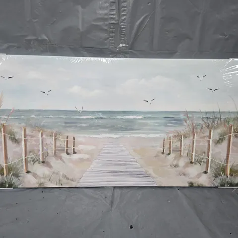 SANDY BEACH PRINTED CANVAS WITH HAND PAINT 50 X 100CM