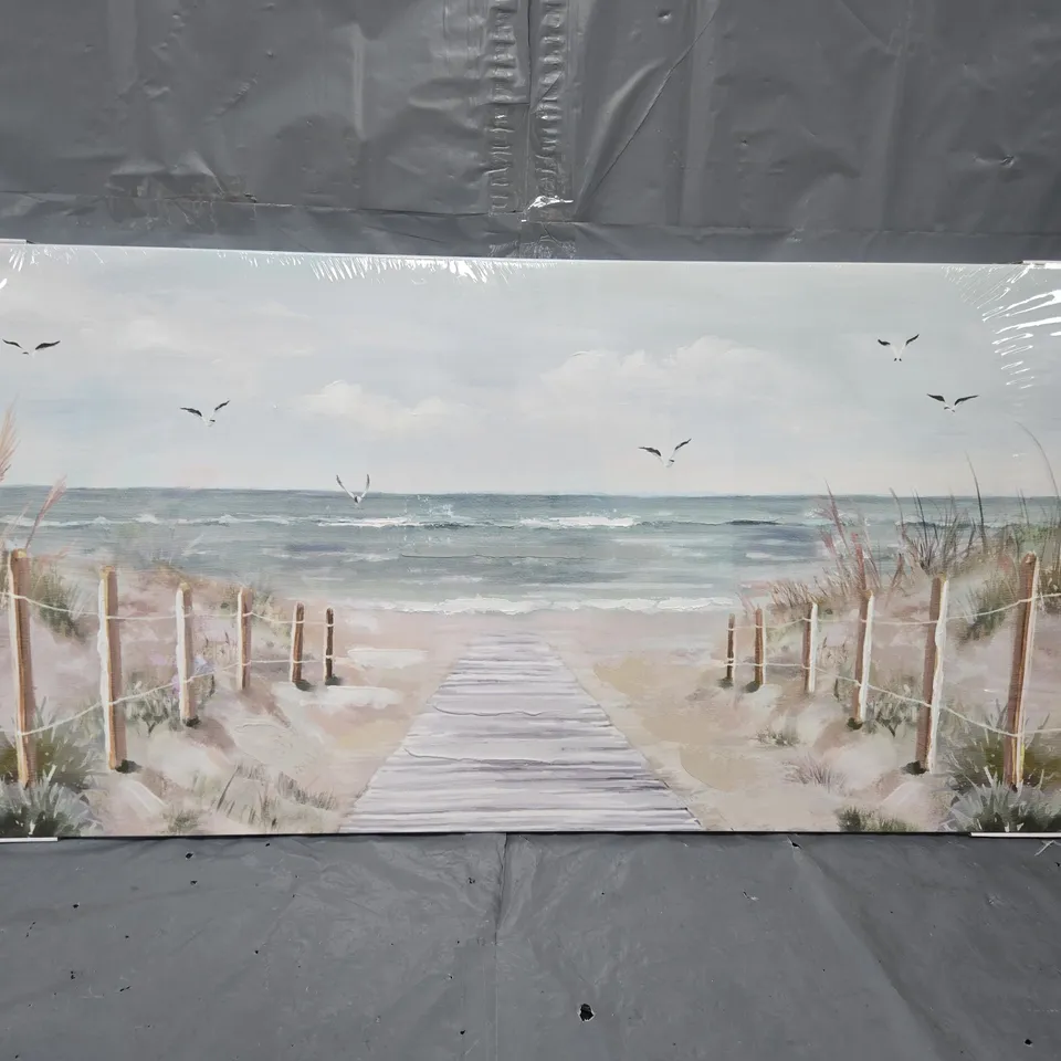 SANDY BEACH PRINTED CANVAS WITH HAND PAINT 50 X 100CM
