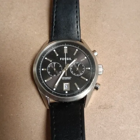 UNBOXED FOSSIL BLACK DIAL CHRONOGRAPH WATCH WITH BLACK LEATHER STRAP - CH2972 111511