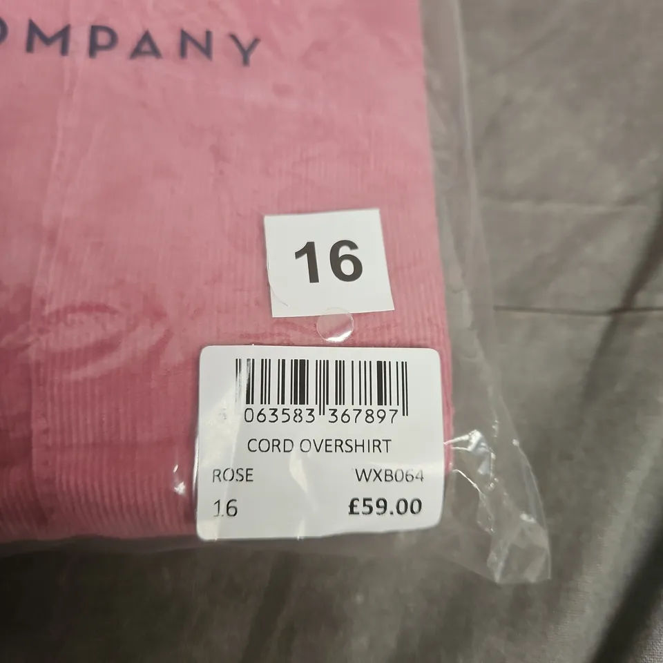 CREW CLOTHING COMPANY CORD OVERSHIRT – ROSE, UK 16